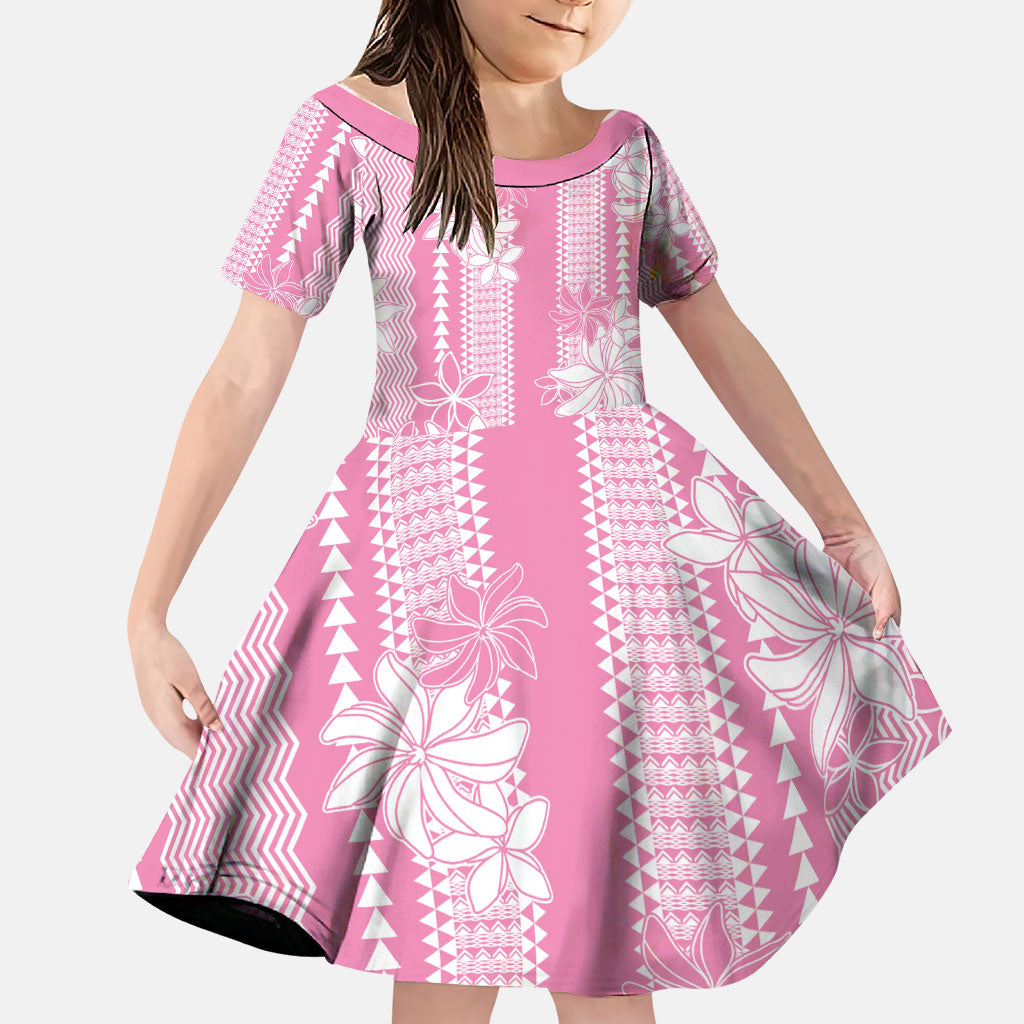 Hawaii Kakau Tribal Family Matching Mermaid Dress and Hawaiian Shirt With Pink Tiare