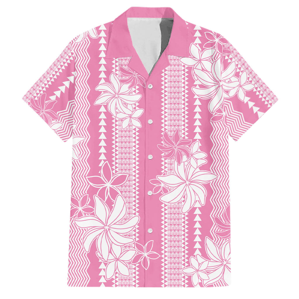 Hawaii Kakau Tribal Family Matching Mermaid Dress and Hawaiian Shirt With Pink Tiare