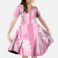Hawaii Kakau Tribal Family Matching Puletasi and Hawaiian Shirt With Pink Tiare