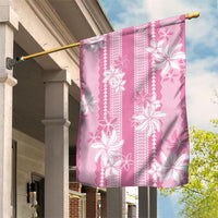 Hawaii Kakau Tribal Garden Flag With Pink Tiare LT05 House Flag Pink - Polynesian Pride