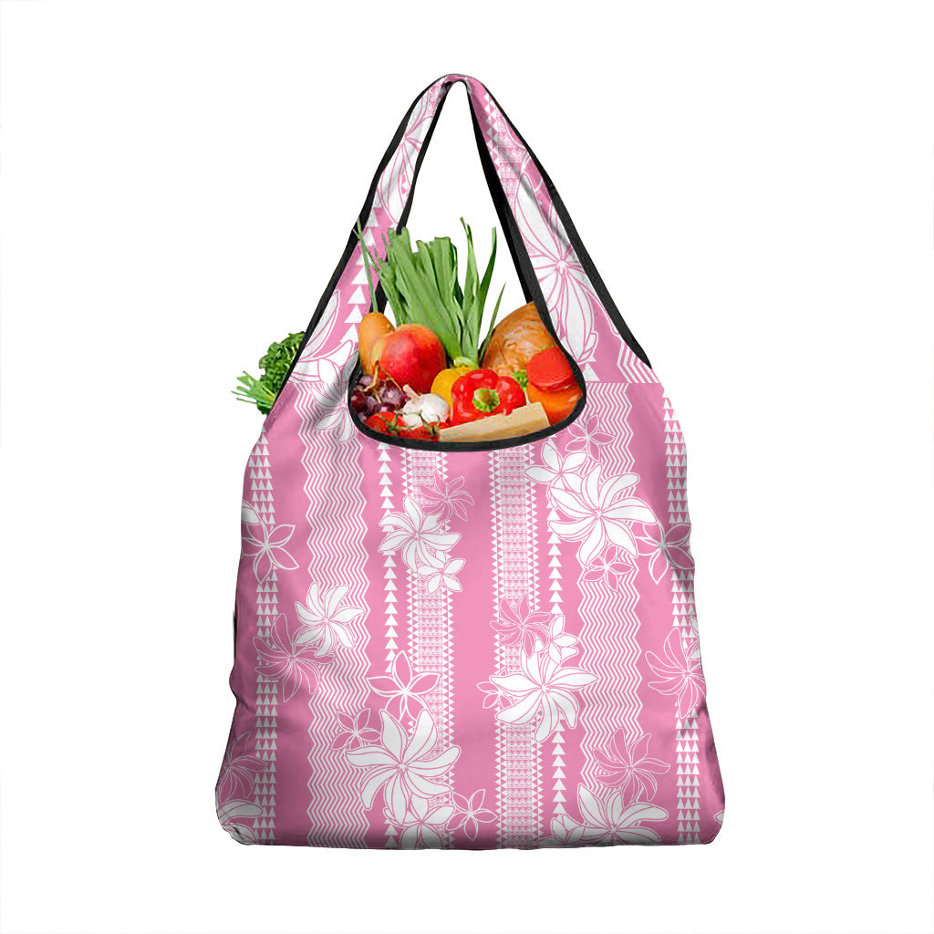 Hawaii Kakau Tribal Grocery Bag With Pink Tiare LT05 1-pack One Size Pink - Polynesian Pride