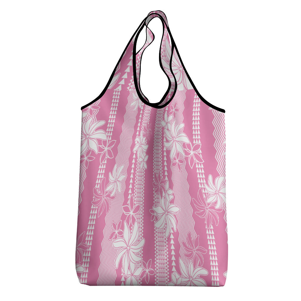 Hawaii Kakau Tribal Grocery Bag With Pink Tiare
