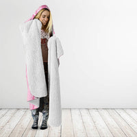 Hawaii Kakau Tribal Hooded Blanket With Pink Tiare LT05 - Polynesian Pride