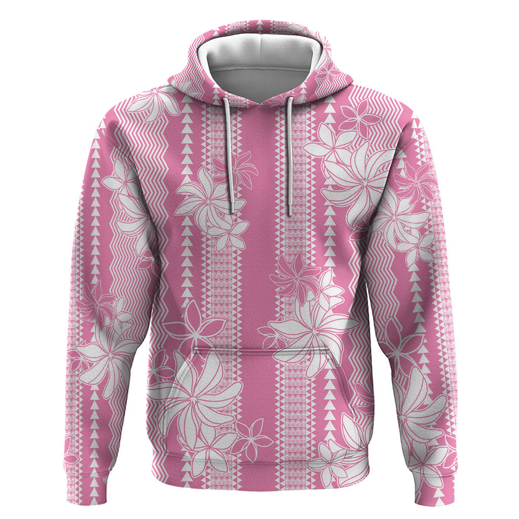 Hawaii Kakau Tribal Hoodie With Pink Tiare LT05 Pullover Hoodie Pink - Polynesian Pride