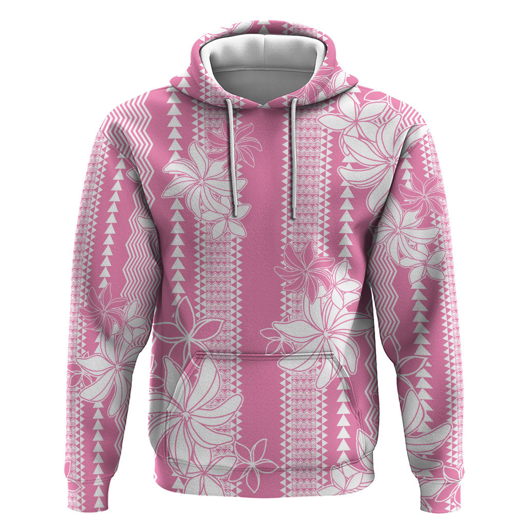 Hawaii Kakau Tribal Hoodie With Pink Tiare LT05 Pullover Hoodie Pink - Polynesian Pride