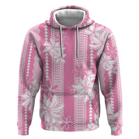 Hawaii Kakau Tribal Hoodie With Pink Tiare LT05 Pullover Hoodie Pink - Polynesian Pride
