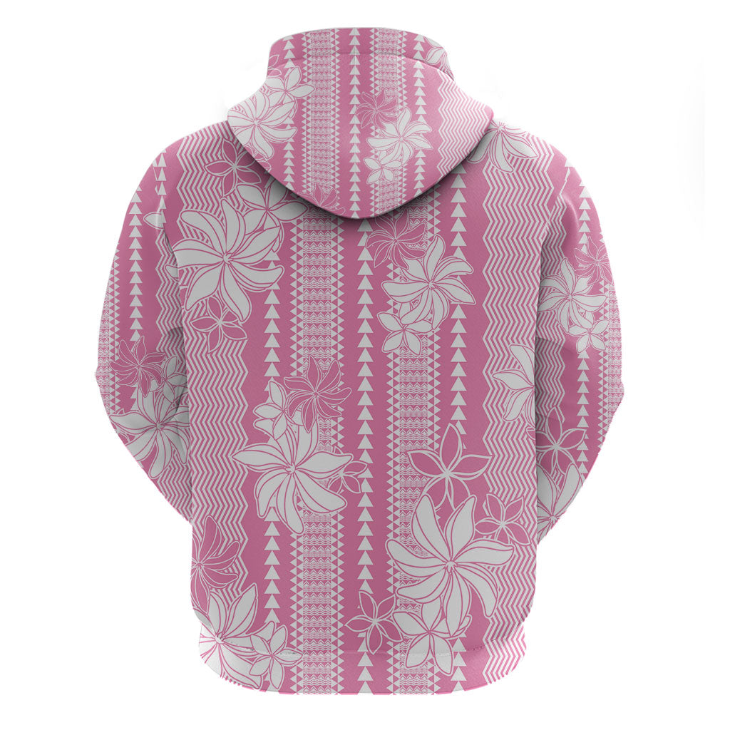 Hawaii Kakau Tribal Hoodie With Pink Tiare LT05 - Polynesian Pride