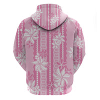 Hawaii Kakau Tribal Hoodie With Pink Tiare LT05 - Polynesian Pride