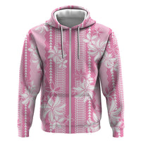 Hawaii Kakau Tribal Hoodie With Pink Tiare LT05 Zip Hoodie Pink - Polynesian Pride