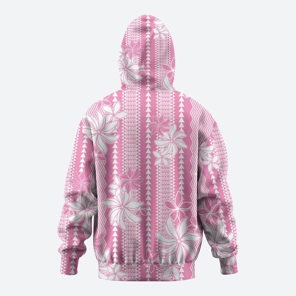 Hawaii Kakau Tribal Hoodie With Pink Tiare LT05 - Polynesian Pride