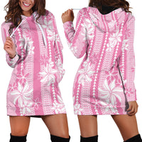Hawaii Kakau Tribal Hoodie Dress With Pink Tiare