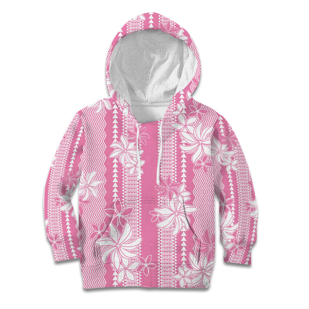 Hawaii Kakau Tribal Kid Hoodie With Pink Tiare LT05 Hoodie Pink - Polynesian Pride