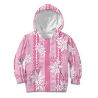 Hawaii Kakau Tribal Kid Hoodie With Pink Tiare LT05 Hoodie Pink - Polynesian Pride