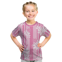 Hawaii Kakau Tribal Kid T Shirt With Pink Tiare LT05 Pink - Polynesian Pride