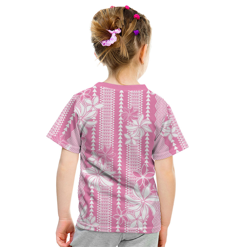 Hawaii Kakau Tribal Kid T Shirt With Pink Tiare LT05 - Polynesian Pride