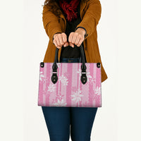 Hawaii Kakau Tribal Leather Bag With Pink Tiare LT05 - Polynesian Pride