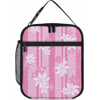 Hawaii Kakau Tribal Lunch Bag With Pink Tiare LT05 10.2 × 8.3 × 4.3 inch Pink - Polynesian Pride