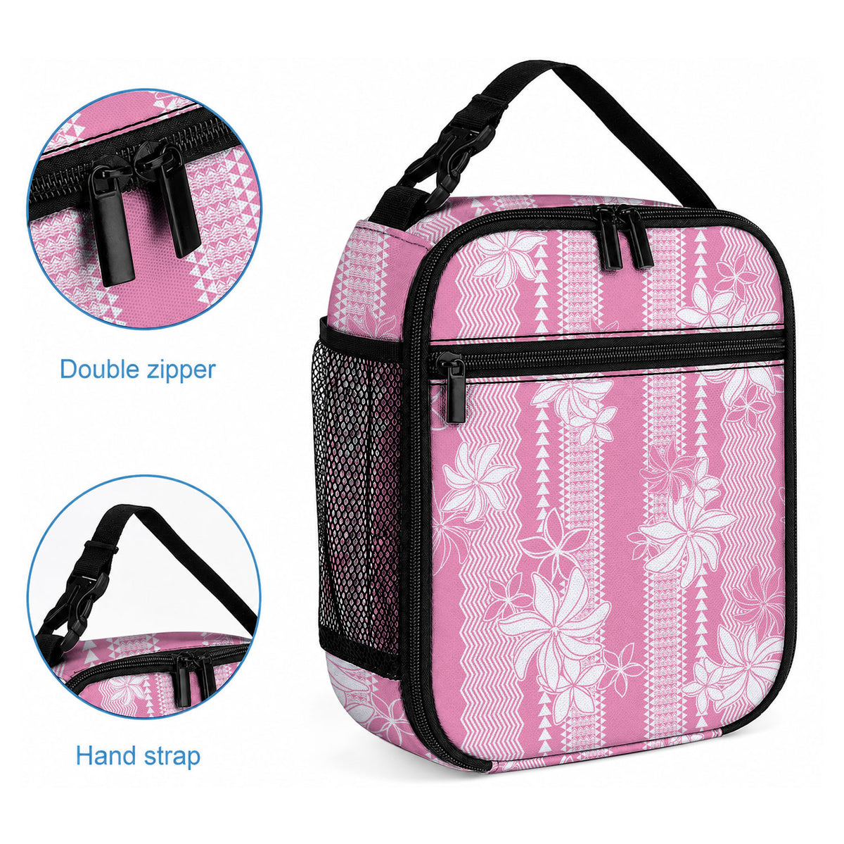Hawaii Kakau Tribal Lunch Bag With Pink Tiare LT05 - Polynesian Pride