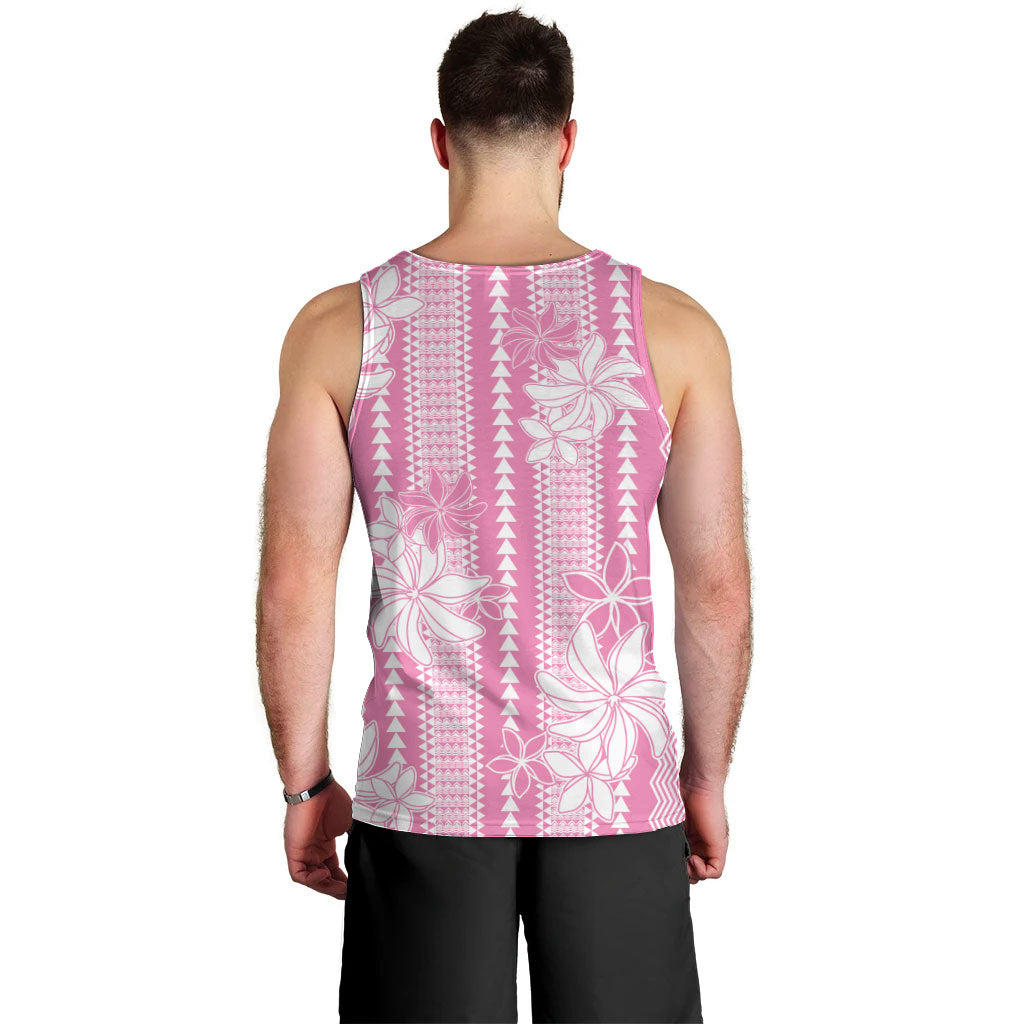 Hawaii Kakau Tribal Men Tank Top With Pink Tiare LT05 - Polynesian Pride