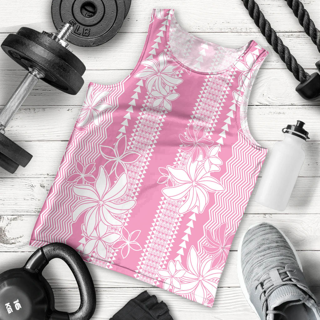 Hawaii Kakau Tribal Men Tank Top With Pink Tiare LT05 - Polynesian Pride