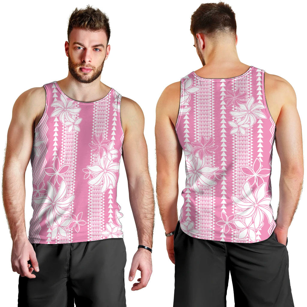 Hawaii Kakau Tribal Men Tank Top With Pink Tiare LT05 - Polynesian Pride