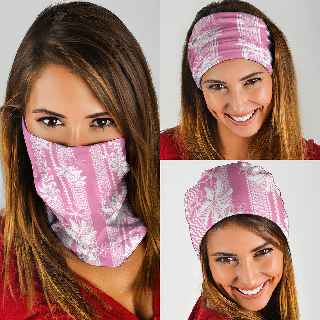 Hawaii Kakau Tribal Neck Gaiter With Pink Tiare LT05 - Polynesian Pride
