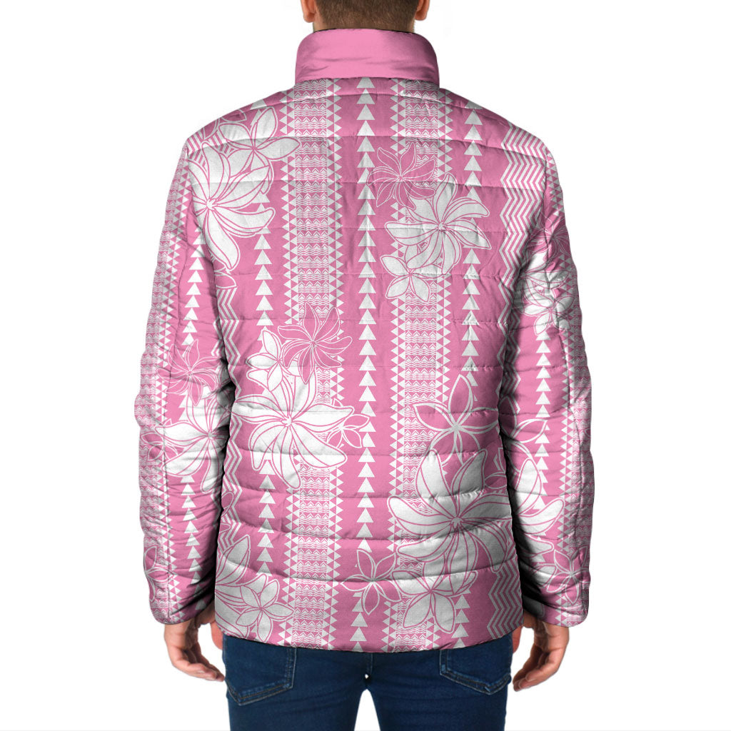 Hawaii Kakau Tribal Padded Jacket With Pink Tiare LT05 - Polynesian Pride