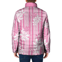 Hawaii Kakau Tribal Padded Jacket With Pink Tiare LT05 - Polynesian Pride