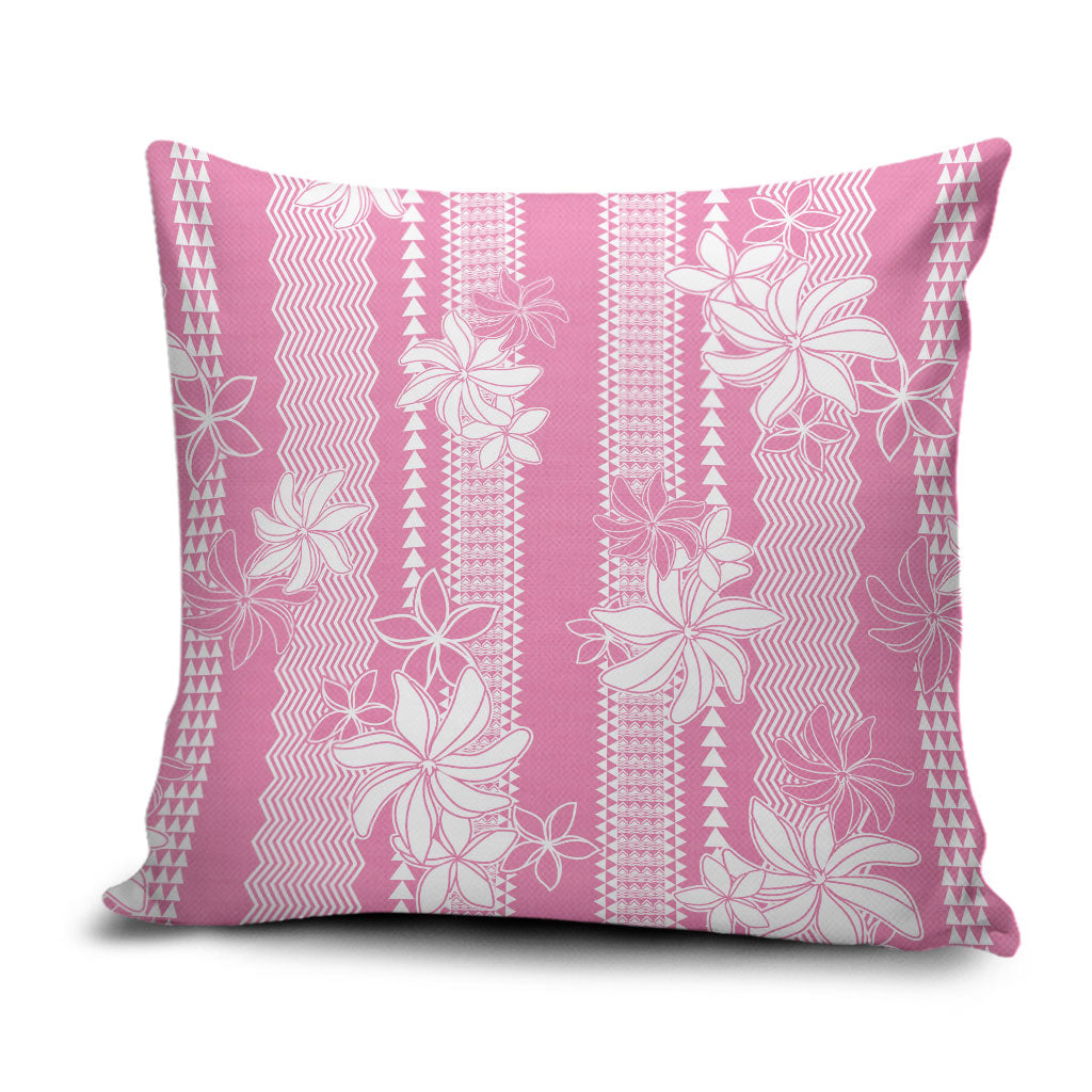Hawaii Kakau Tribal Pillow Cover With Pink Tiare LT05 Pink - Polynesian Pride