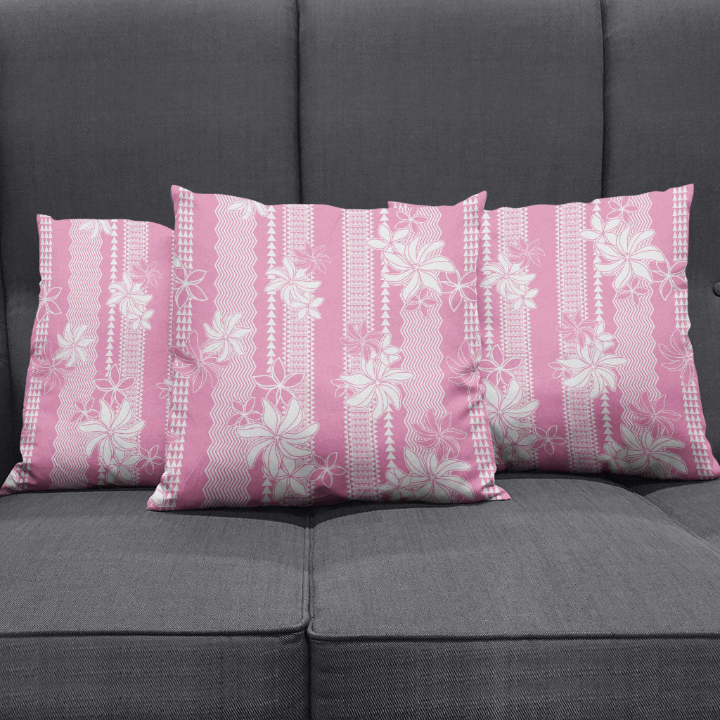 Hawaii Kakau Tribal Pillow Cover With Pink Tiare LT05 - Polynesian Pride