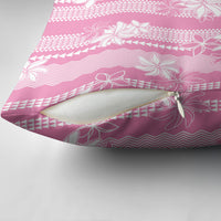 Hawaii Kakau Tribal Pillow Cover With Pink Tiare LT05 - Polynesian Pride