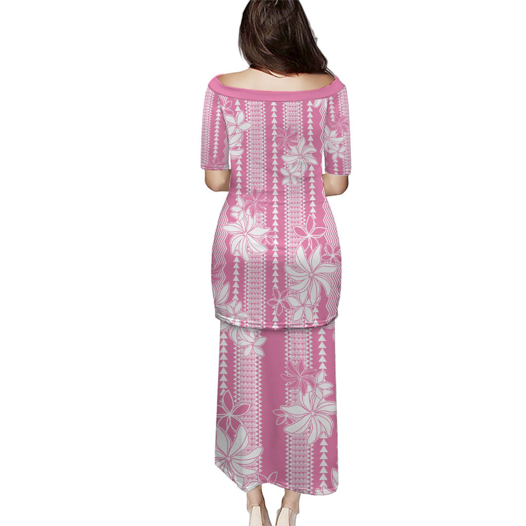 Hawaii Kakau Tribal Puletasi With Pink Tiare LT05 - Polynesian Pride