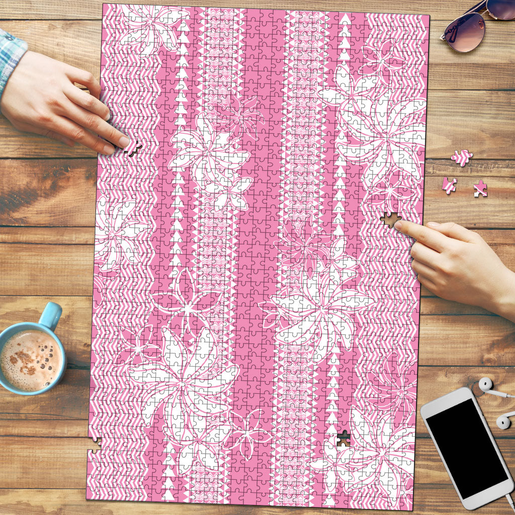 Hawaii Kakau Tribal Puzzle With Pink Tiare LT05 Pink - Polynesian Pride