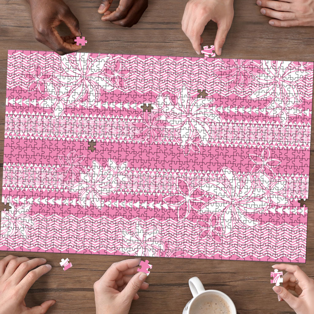 Hawaii Kakau Tribal Puzzle With Pink Tiare LT05 - Polynesian Pride