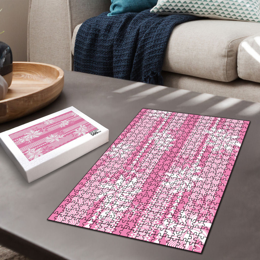 Hawaii Kakau Tribal Puzzle With Pink Tiare LT05 - Polynesian Pride