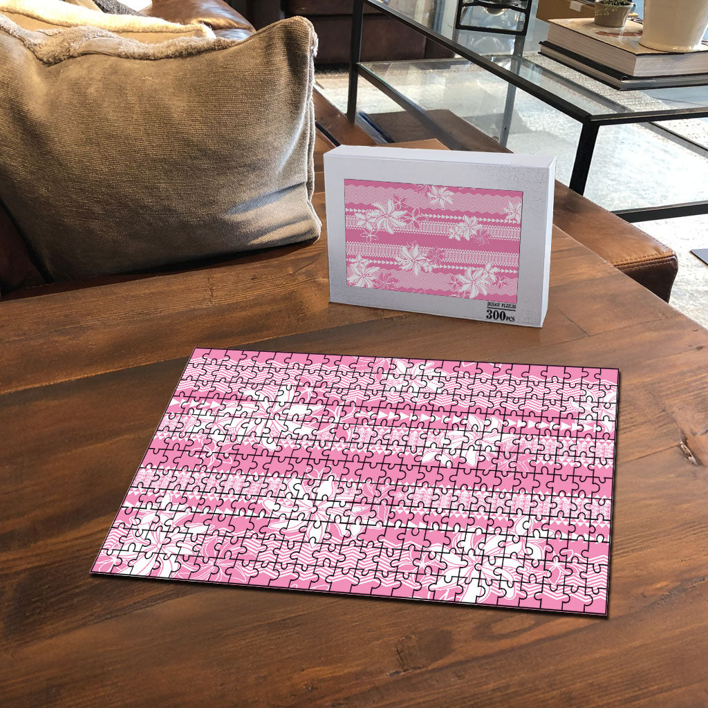 Hawaii Kakau Tribal Puzzle With Pink Tiare LT05 - Polynesian Pride