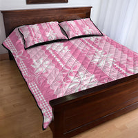 Hawaii Kakau Tribal Quilt Bed Set With Pink Tiare LT05 - Polynesian Pride