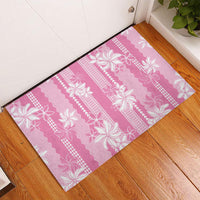 Hawaii Kakau Tribal Rubber Doormat With Pink Tiare LT05 - Polynesian Pride