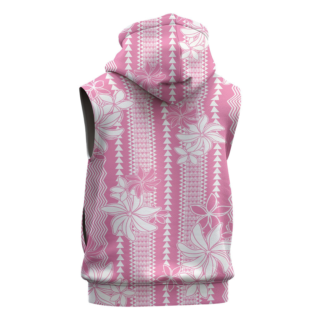 Hawaii Kakau Tribal Sleeveless Hoodie With Pink Tiare LT05 - Polynesian Pride