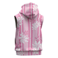 Hawaii Kakau Tribal Sleeveless Hoodie With Pink Tiare LT05 - Polynesian Pride