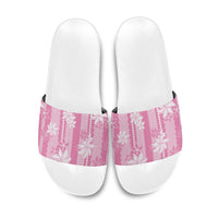 Hawaii Kakau Tribal Slide Sandals With Pink Tiare LT05 Pink - Polynesian Pride