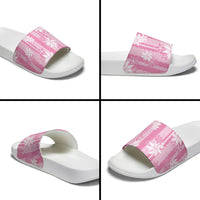 Hawaii Kakau Tribal Slide Sandals With Pink Tiare LT05 - Polynesian Pride