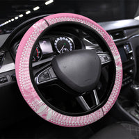 Hawaii Kakau Tribal Steering Wheel Cover With Pink Tiare LT05 Universal Fit Pink - Polynesian Pride