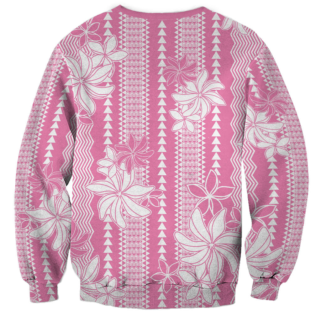 Hawaii Kakau Tribal Sweatshirt With Pink Tiare