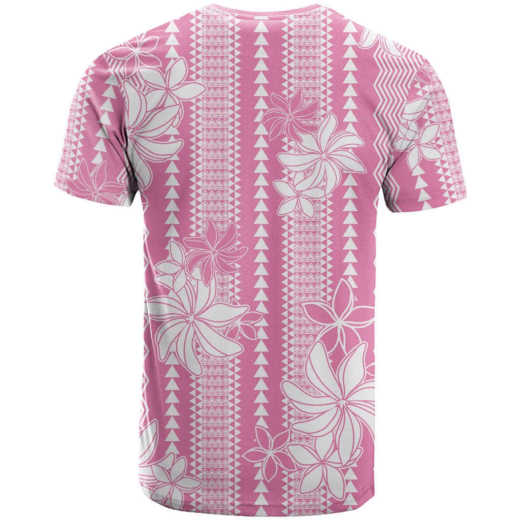 Hawaii Kakau Tribal T Shirt With Pink Tiare LT05 - Polynesian Pride