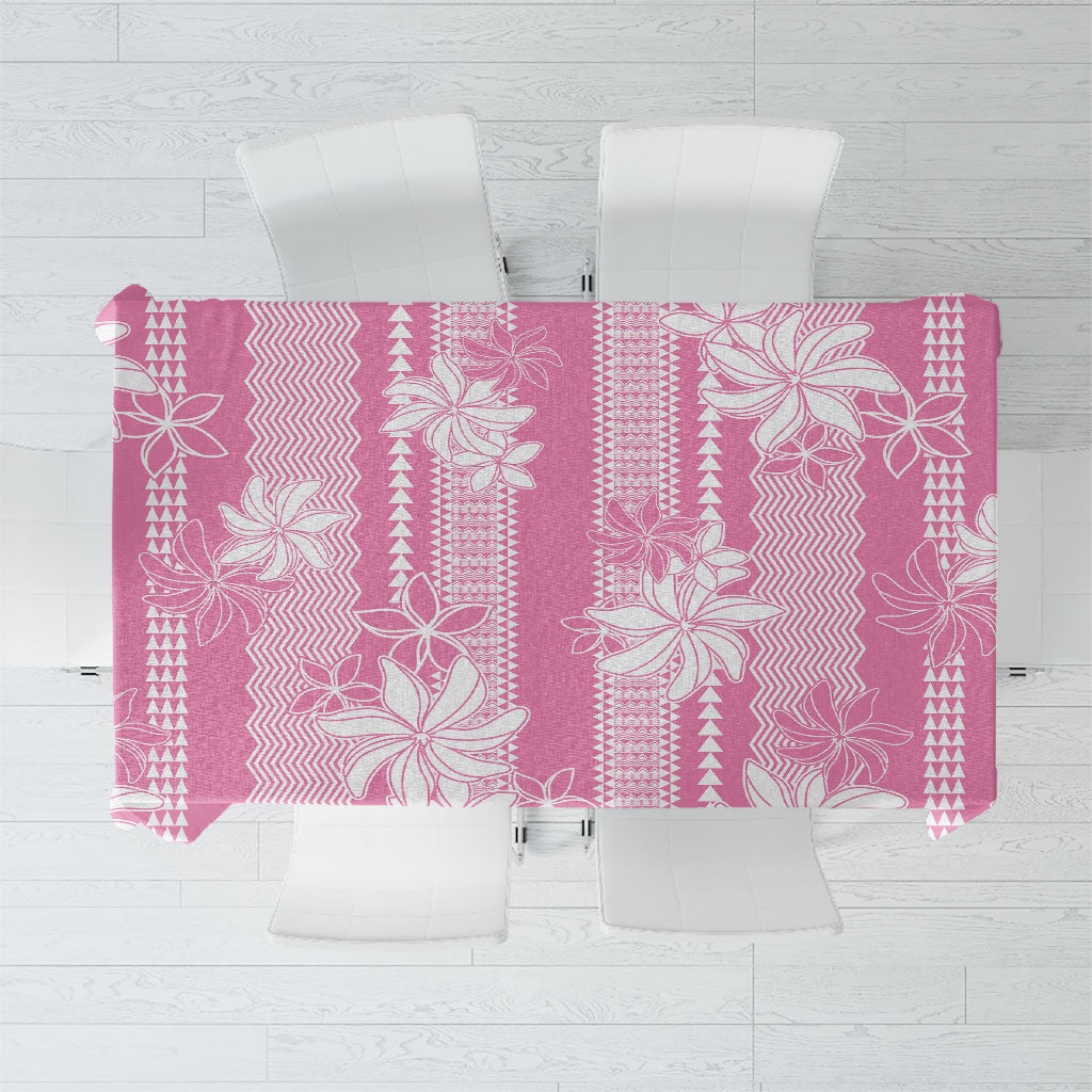 Hawaii Kakau Tribal Tablecloth With Pink Tiare