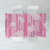 Hawaii Kakau Tribal Tablecloth With Pink Tiare LT05 Pink - Polynesian Pride