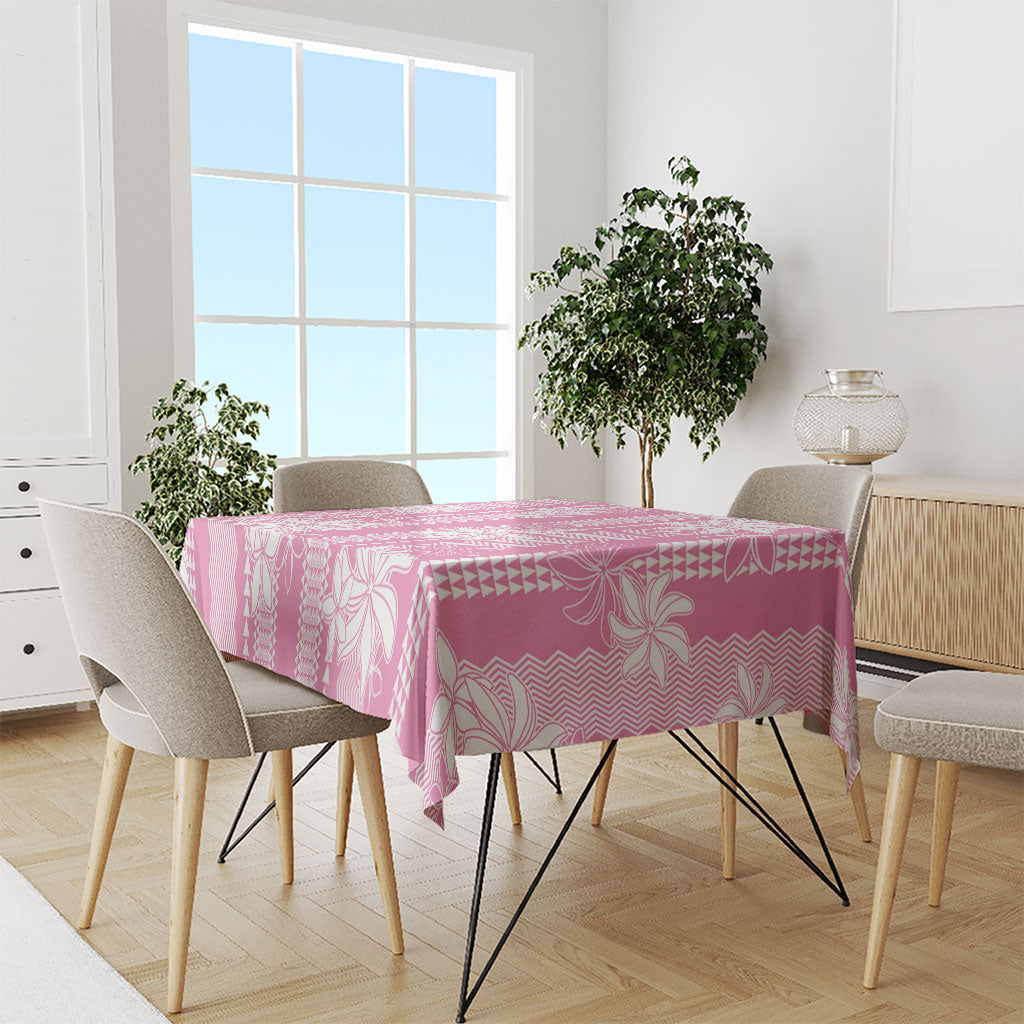 Hawaii Kakau Tribal Tablecloth With Pink Tiare LT05 - Polynesian Pride