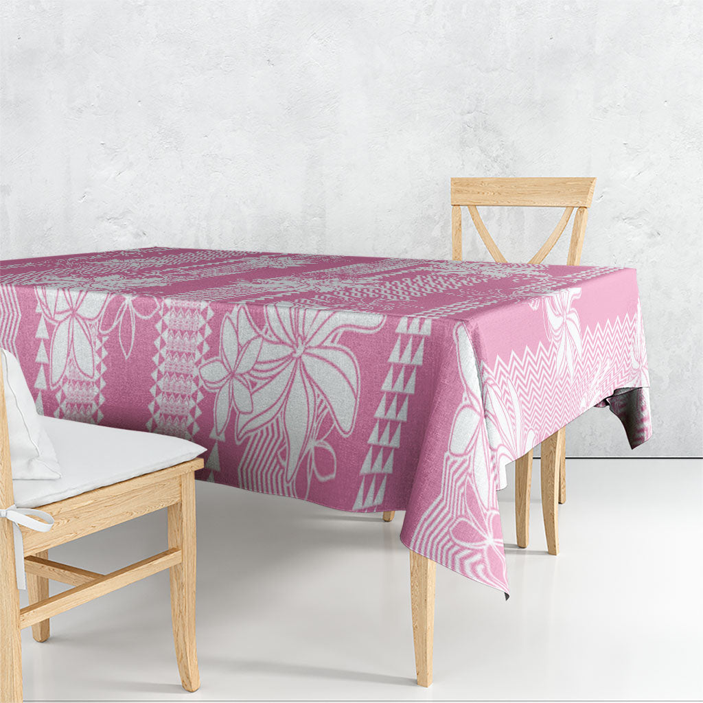 Hawaii Kakau Tribal Tablecloth With Pink Tiare LT05 - Polynesian Pride