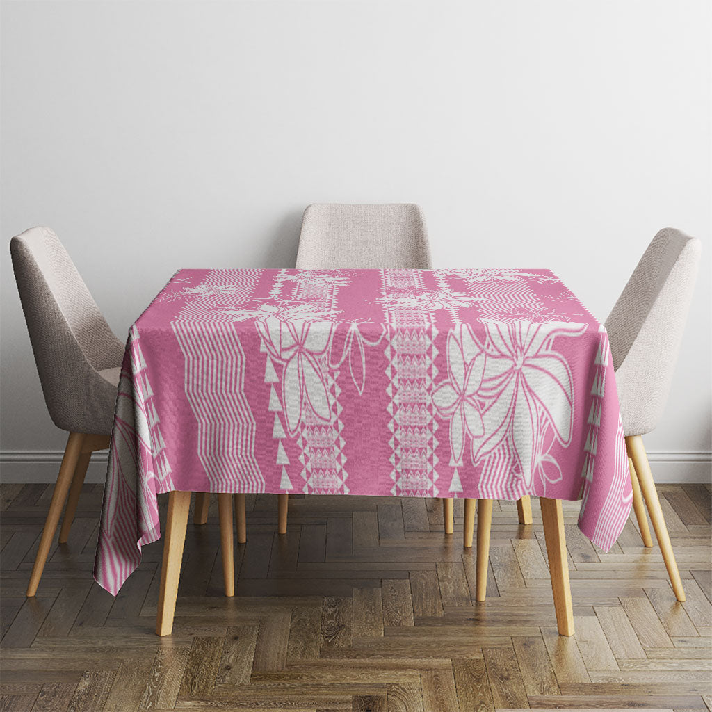 Hawaii Kakau Tribal Tablecloth With Pink Tiare LT05 - Polynesian Pride